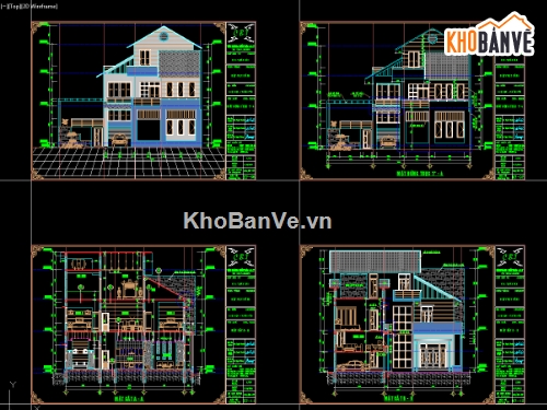 Biệt thự,File cad biệt thự 3 tầng,cad biệt thự 3 tầng