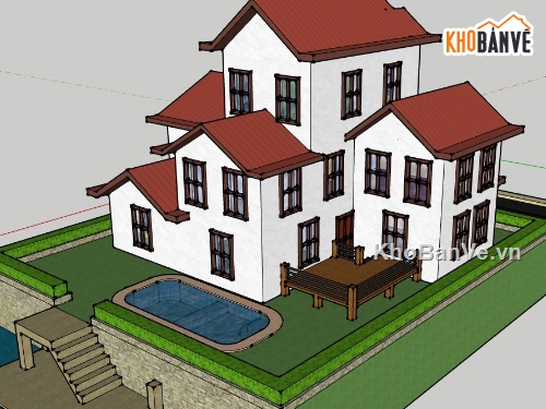 thiết kế biệt thự,model su biệt thự,file sketchup biệt thự