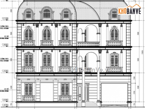 biệt thự 4 tầng,cad biệt thự 4 tầng,file cad biệt thự 4 tầng