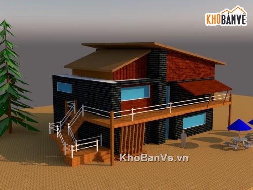 Biệt thự nghỉ dưỡng 2 tầng,Model su biệt thự nghỉ dưỡng,file sketchup biệt thự 2 tầng,biệt thự 2 tầng file su,sketchup biệt thự 2 tầng