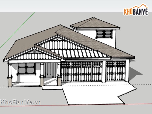 Biệt thự 1 tầng,model su biệt thự 1 tầng,biệt thự 1 tầng file su