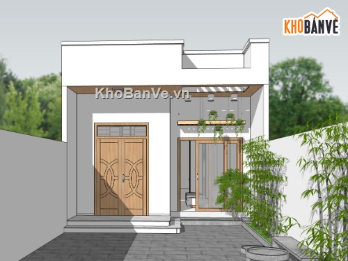 nhà cấp 4,sketchup nhà cấp 4,phối cảnh nhà cấp 4