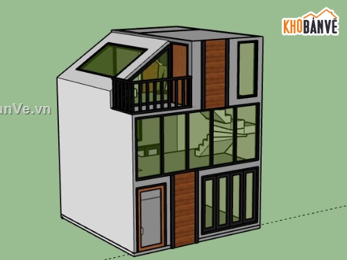 Nhà phố 3 tầng,model su nhà phố 3 tầng,sketchup nhà phố 3 tầng,file su nhà phố 3 tầng,nhà phố 2 tầng sketchup