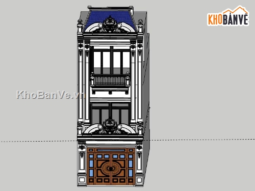 Nhà phố 3 tầng,Model su nhà phố 3 tầng,sketchup nhà phố 3 tầng