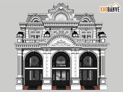 Model nhà hàng tân cổ điển,thiết kế nhà hàng sketchup,dựng 3d bao cảnh nhà hàng,nhà hàng tân cổ điển đẹp