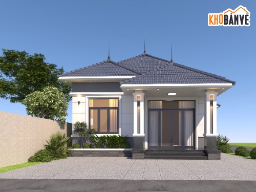 kiến trúc biệt thự 1  tầng,bản vẽ biệt thự,biệt thự 1 tầng