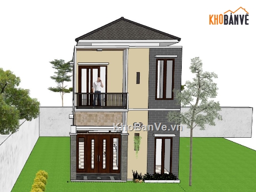 Nhà phố 2 tầng,model su nhà phố 2 tầng,sketchup nhà phố 2 tầng,nhà phố 2 tầng sketchup