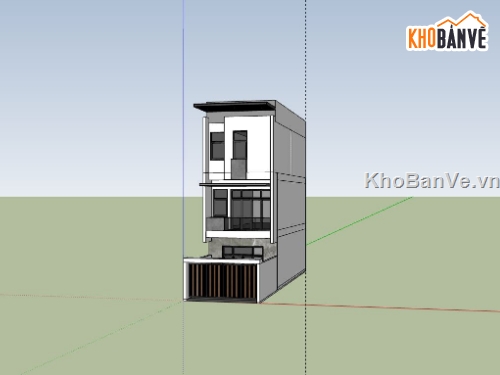 Nhà phố 3 tầng,sketchup nhà phố 3 tầng,phối cảnh nhà phố