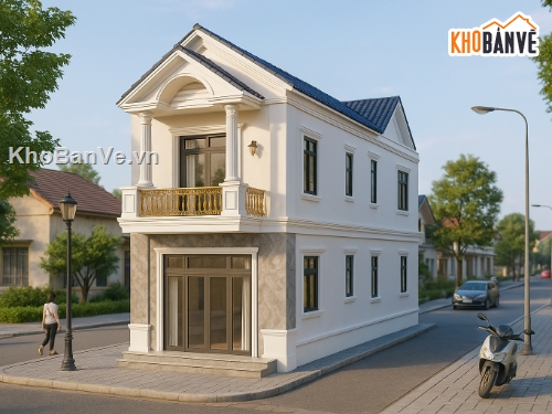 Bản vẽ nhà ống đẹp,Bản vẽ 2 tầng mái thái,Bản vẽ mái thái đẹp