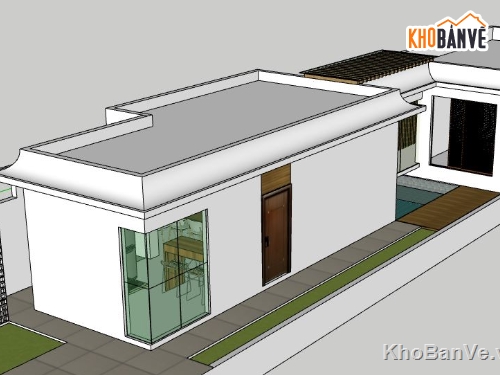 Nhà phố 1 tầng,model su nhà phố 1 tầng,nhà phố 1 tầng file su,sketchup nhà phố 1 tầng,nhà phố 1 tầng sketchup