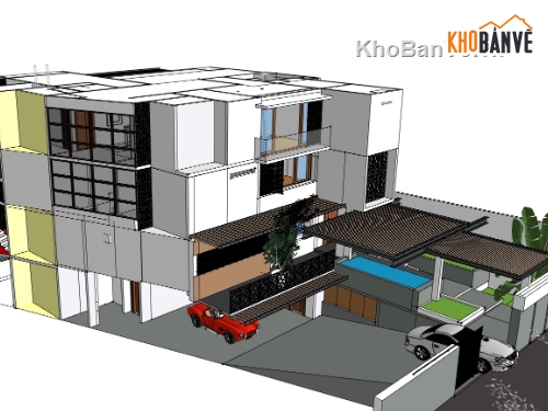 mẫu nhà 2 tầng,model su nhà 2 tầng,dựng sketchup nhà 2 tầng
