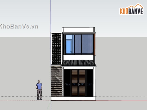 Nhà phố 2 tầng,model su nhà phố 2 tầng,sketchup nhà phố 2 tầng