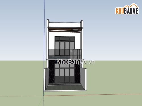 nhà phố 2 tầng,sketchup nhà phố,phối cảnh nhà phố