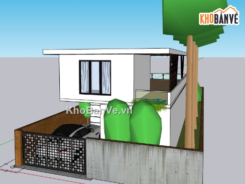 su nhà phố 2 tầng,file sketchup nhà phố,model su nhà phố