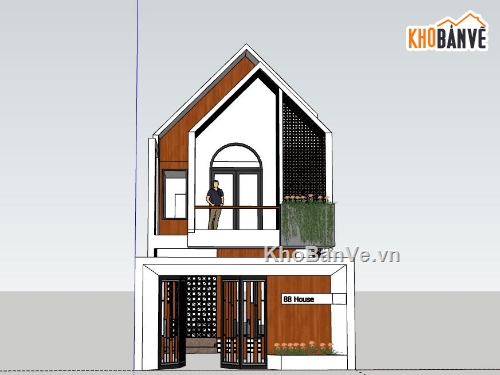 Nhà phố 2 tầng,model su nhà phố 2 tầng,sketchup nhà phố 2 tầng