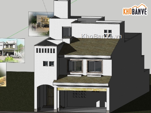 Nhà phố 2 tầng,model su nhà phố 2 tầng,sketchup nhà phố 2 tầng