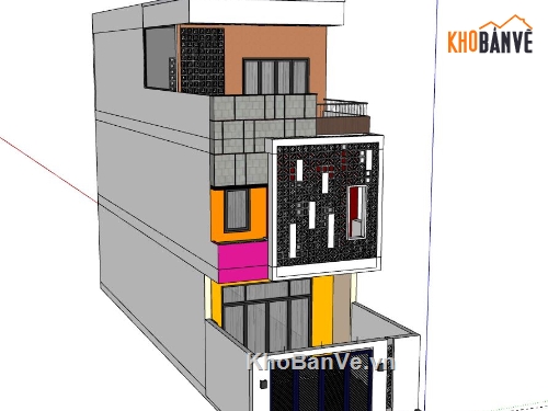 Nhà phố 3 tầng,file sketchup nhà phố 3 tầng,sketchup nhà phố 3 tầng,model su nhà phố 3 tầng,nhà phố 3 tầng file su