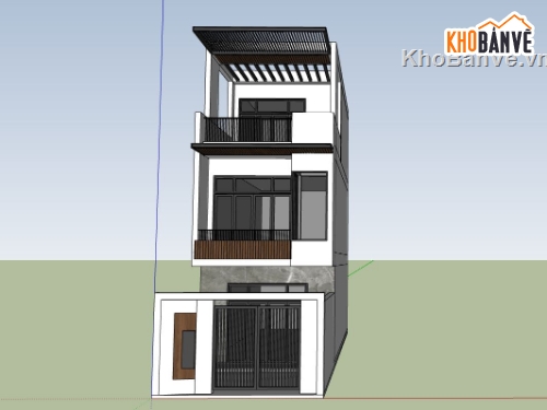 nhà phố 3 tầng,file sketchup nhà phố,nhà phố hiện đại