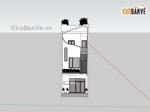 nhà phố 3 tầng,file sketchup nhà phố,phối cảnh nhà phố,nhà phố hiện đại