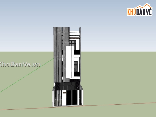 nhà phố 3 tầng,sketchup nhà phố 3 tầng,nhà phố hiện đại