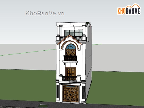 Nhà phố 3 tầng,model su nhà phố 3 tầng,sketchup nhà phố 3 tầng