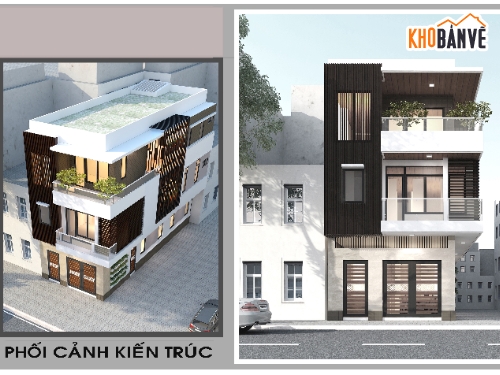 Nhà phố,nhà phố 3 tầng,bản vẽ nhà phố,bản vẽ kiến trúc nhà phố 3 tầng,phối cảnh nhà phố đẹp,kiến trúc nhà phố 3 tầng đẹp