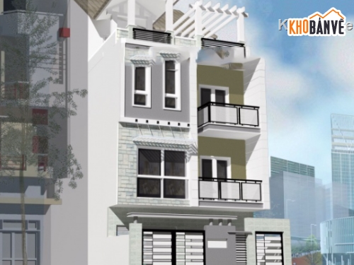 Nhà phố,cad nhà 3 tầng,nhà phố 3 tầng