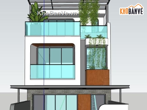 nhà phố 3 tầng,model su nhà phố 3 tầng,file sketchup nhà phố 3 tầng