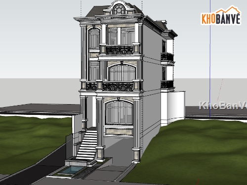 file su nhà phố 3 tầng,model su nhà phố 3 tầng,model 3d nhà phố 3 tầng,sketchup nhà phố 3 tầng