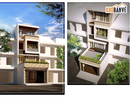 Nhà phố 4 tầng,Nhà phố 5x20m,nhà phố 4 tầng 5x20m,bản vẽ nhà phố 4 tầng đẹp,phối cảnh nhà phố 4 tầng đẹp