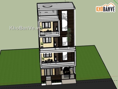 Nhà phố 4 tầng,model su nhà phố 4 tầng,file su nhà phố 4 tầng,3d sketchup nhà phố 4 tầng,nhà phố 4 tầng sketchup