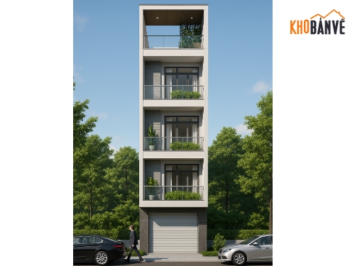 Bản vẽ nhà phố đẹp,Bản vẽ nhà phố 4 tầng đẹp,Bản vẽ nhà phố hiện đại kích thước 4x15