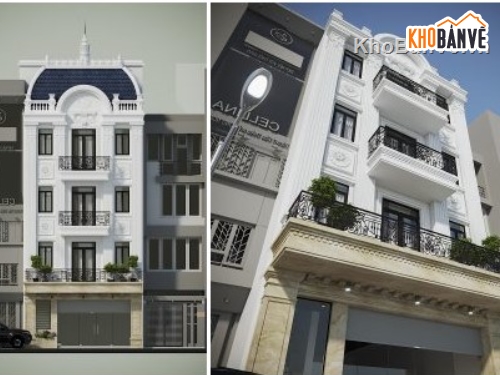 nhà phố 4 tầng,mẫu nhà phố,nhà phố tân cổ điển