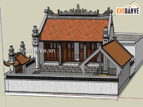 Nhà thờ họ,Nhà thờ họ sketchup,Nhà thờ sketchup,Nhà thờ file sketchup,Model su nhà thờ