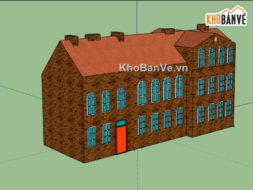 nhà làm việc 3 tầng file su,model su dựng nhà làm việc,nhà làm việc 3 tầng 14.5x6m