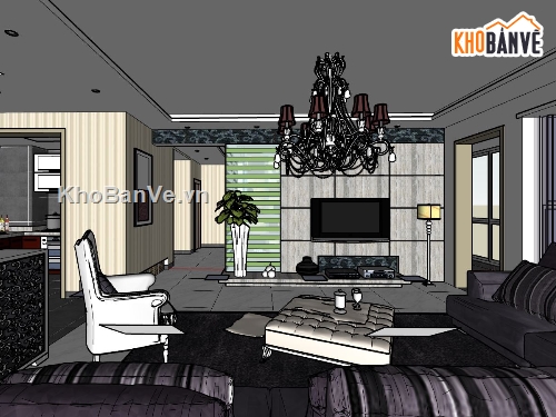 chung cư sketchup,nội thất chung cư trên sketchup,Nội thất chung cư đẹp,nội thất chung cư sketchup