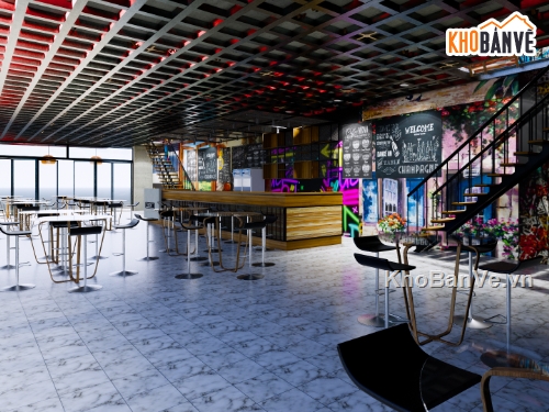 Nội thất 3D,Nội thất 2D,thiết kế nội thất coffee