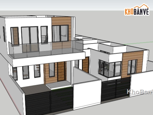 biệt thự 2 tầng,phối cảnh biệt thự 2 tầng,file sketchup biệt thự 2 tầng,mẫu biệt thự 2 tầng đẹp