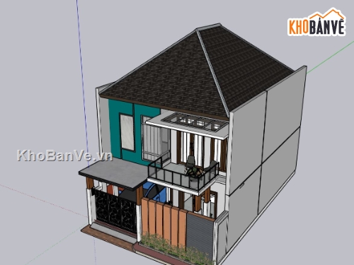 biệt thự 2 tầng,phối cảnh biệt thự 2 tầng,mẫu su biệt thự 2 tầng,sketchup biệt thự