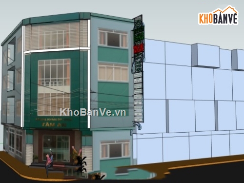 Phòng khám Sketchup,Sketchup phòng khám Đa khoa,phòng khám đa khoa sketchup,Phối cảnh phòng khám đa khoa