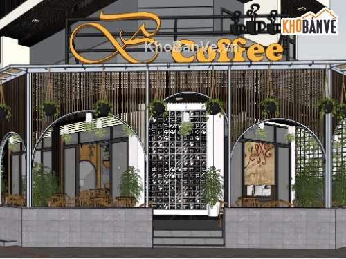 file su quán cafe,quán cafe file su,file sketchup quán cafe