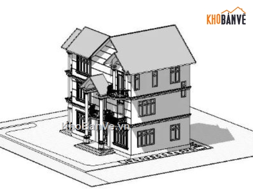 biệt thự 3 tầng,Biệt thự,revit biệt thự 3 tầng,file revit biệt thự 3 tầng