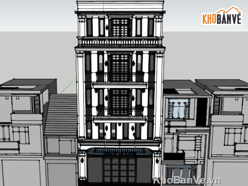 nhà phố 5 tầng,File sketchup nhà phố 5 tầng,model sketchup nhà phố 5 tầng