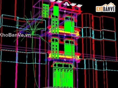 mẫu nhà phố,thiết kế nhà phố,nhà phố 4 tầng,nhà kích thước 4.6x7m,bản vẽ nhà 4 tầng