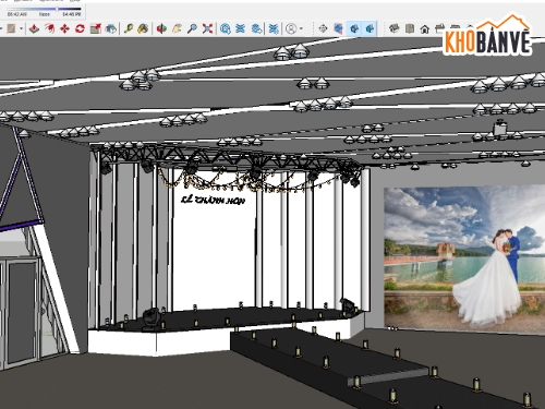 sân khấu nhà hàng,nhà hàng tiệc cưới,Skechup sân khấu nhà hàng