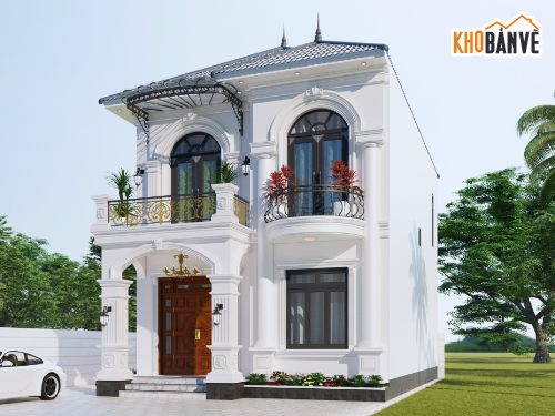 Sketchup,2 tầng,Bản vẽ,biệt thự 2 tầng mái nhật,mái nhật