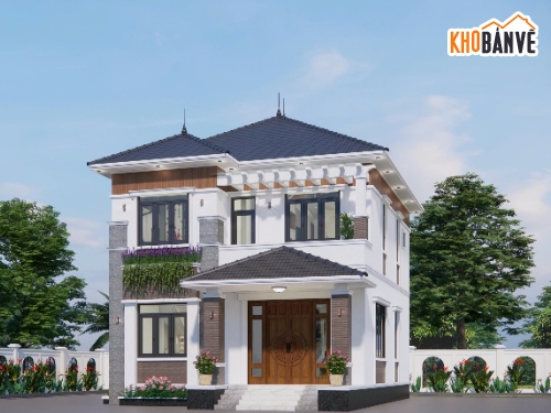 biệt thự 2 tầng,sketchup biệt thự 2 tầng,su biệt thự 2 tầng