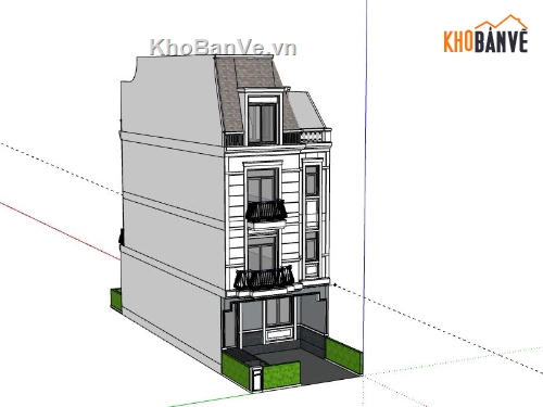 Nhà phố 4 tầng,model su nhà phố 4 tầng,3d sketchup nhà phố 4 tầng