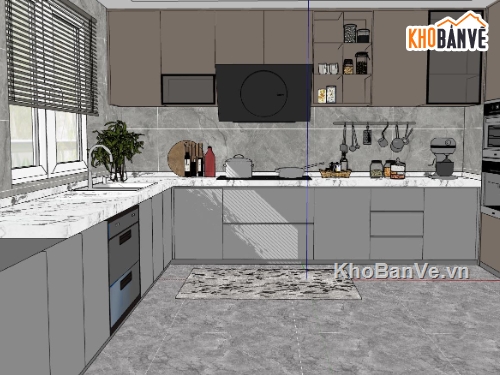 Sketchup bếp,nội thất phòng bếp,Sketchup mẫu nội thất,model su phòng bếp