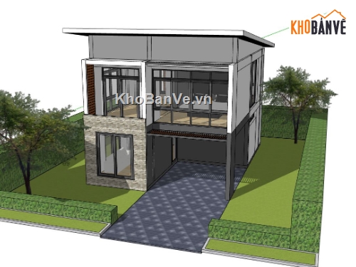 biệt thự 2 tầng,model sketchup biệt thự 2 tầng,su biệt thự 2 tầng